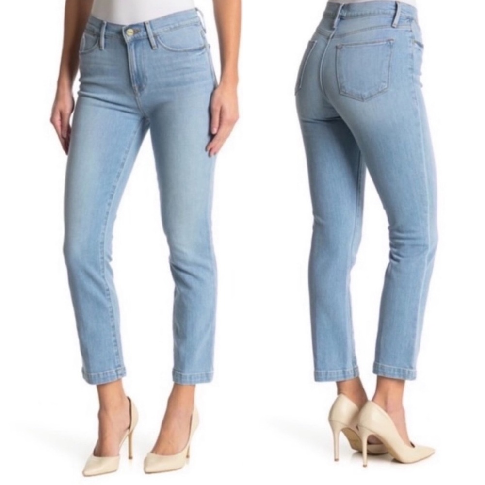 FRAME Denim Le High Straight Sunland Light Wash High Rise Crop Jeans Size 24 - Picture 1 of 16